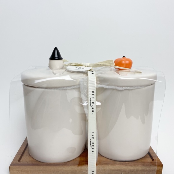 🎃👻NWT Rae Dunn TRICK OR TREAT & SPOOKY Small Canister Set With Tray - Picture 2 of 5